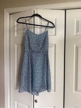 Light Blue Floral Spaghetti-Strap Sundress